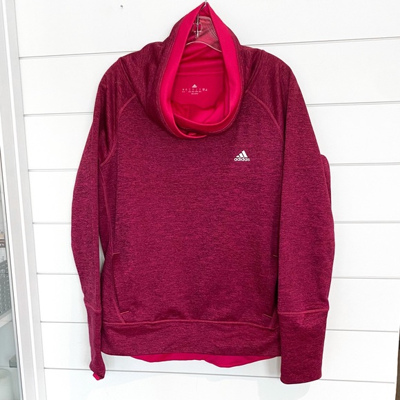 Adidas | heather magenta funnel neck tunic pullover sweatshirt - Picture 1 of 3